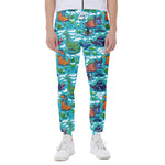 Xmas Dinosaur Pattern Print Scuba Joggers