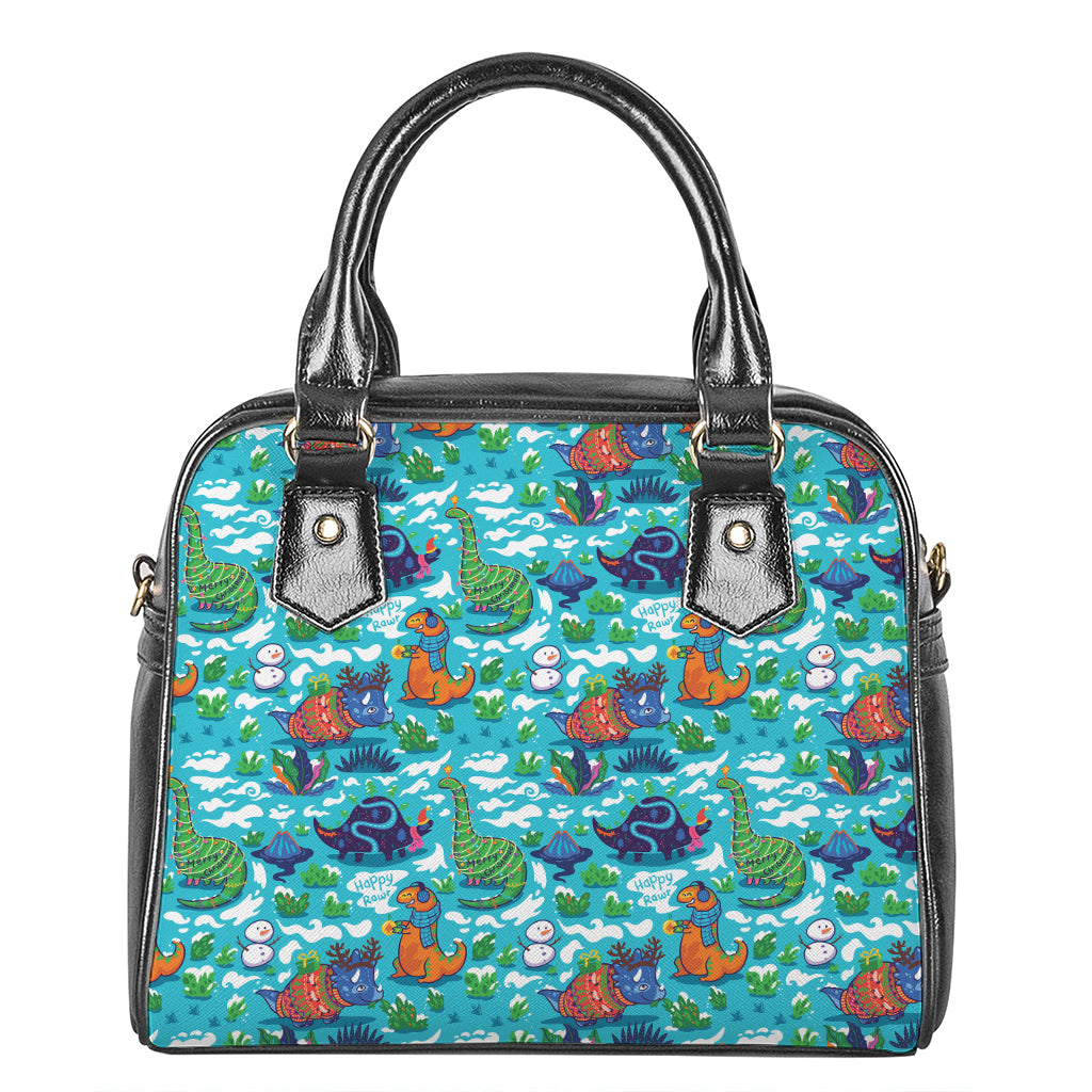 Xmas Dinosaur Pattern Print Shoulder Handbag