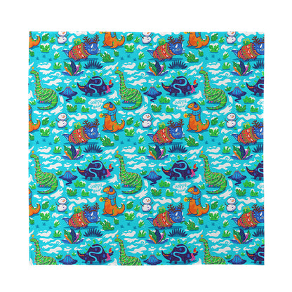 Xmas Dinosaur Pattern Print Silk Bandana