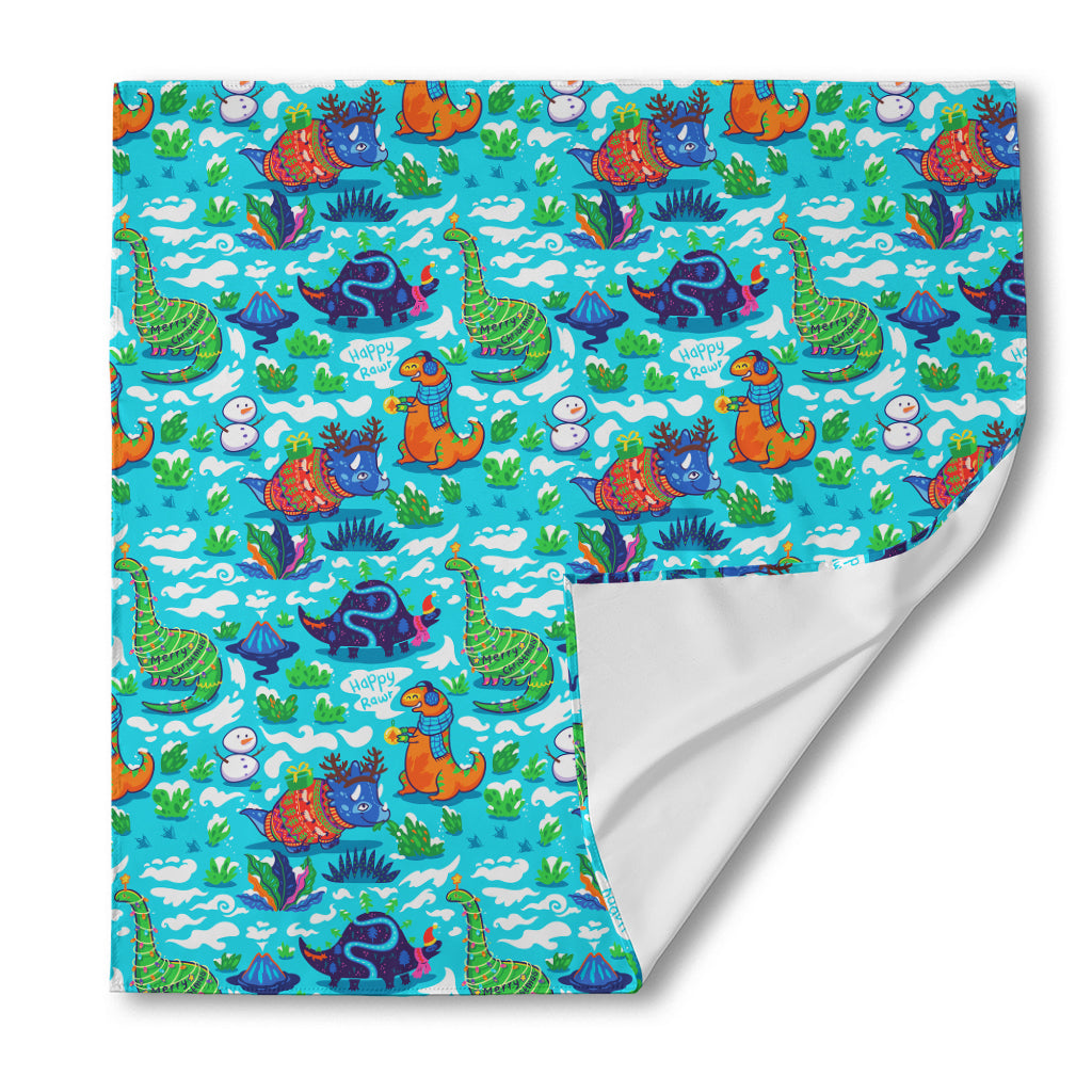 Xmas Dinosaur Pattern Print Silk Bandana