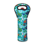 Xmas Dinosaur Pattern Print Single Neoprene Wine Tote