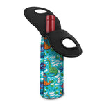 Xmas Dinosaur Pattern Print Single Neoprene Wine Tote
