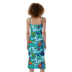Xmas Dinosaur Pattern Print Slim Fit Midi Cami Dress