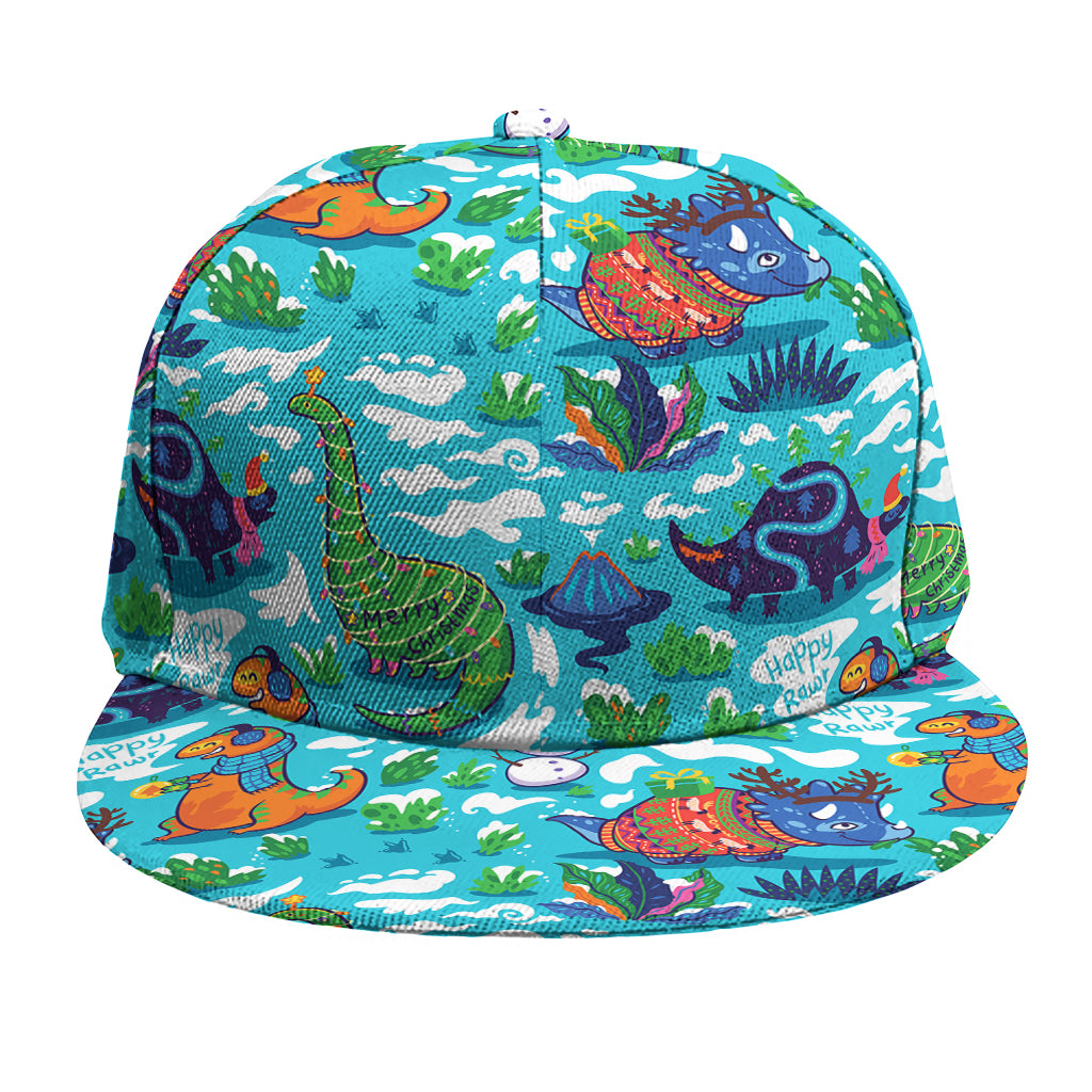 Xmas Dinosaur Pattern Print Snapback Cap