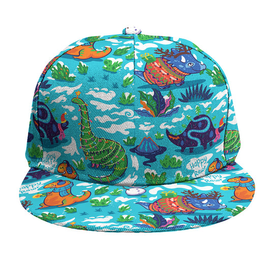 Xmas Dinosaur Pattern Print Snapback Cap