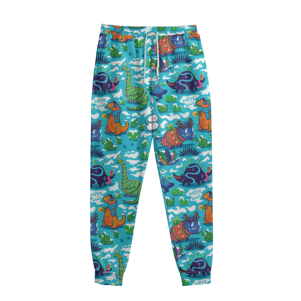 Xmas Dinosaur Pattern Print Sweatpants