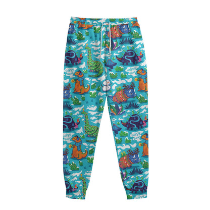Xmas Dinosaur Pattern Print Sweatpants