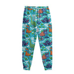 Xmas Dinosaur Pattern Print Sweatpants
