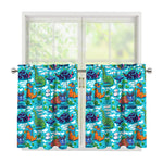 Xmas Dinosaur Pattern Print Tier Curtains