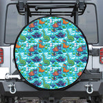 Xmas Dinosaur Pattern Print Tire Cover