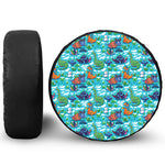 Xmas Dinosaur Pattern Print Tire Cover