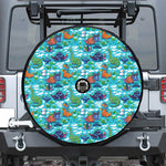 Xmas Dinosaur Pattern Print Tire Cover With Camera Hole