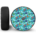 Xmas Dinosaur Pattern Print Tire Cover With Camera Hole