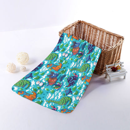 Xmas Dinosaur Pattern Print Towel
