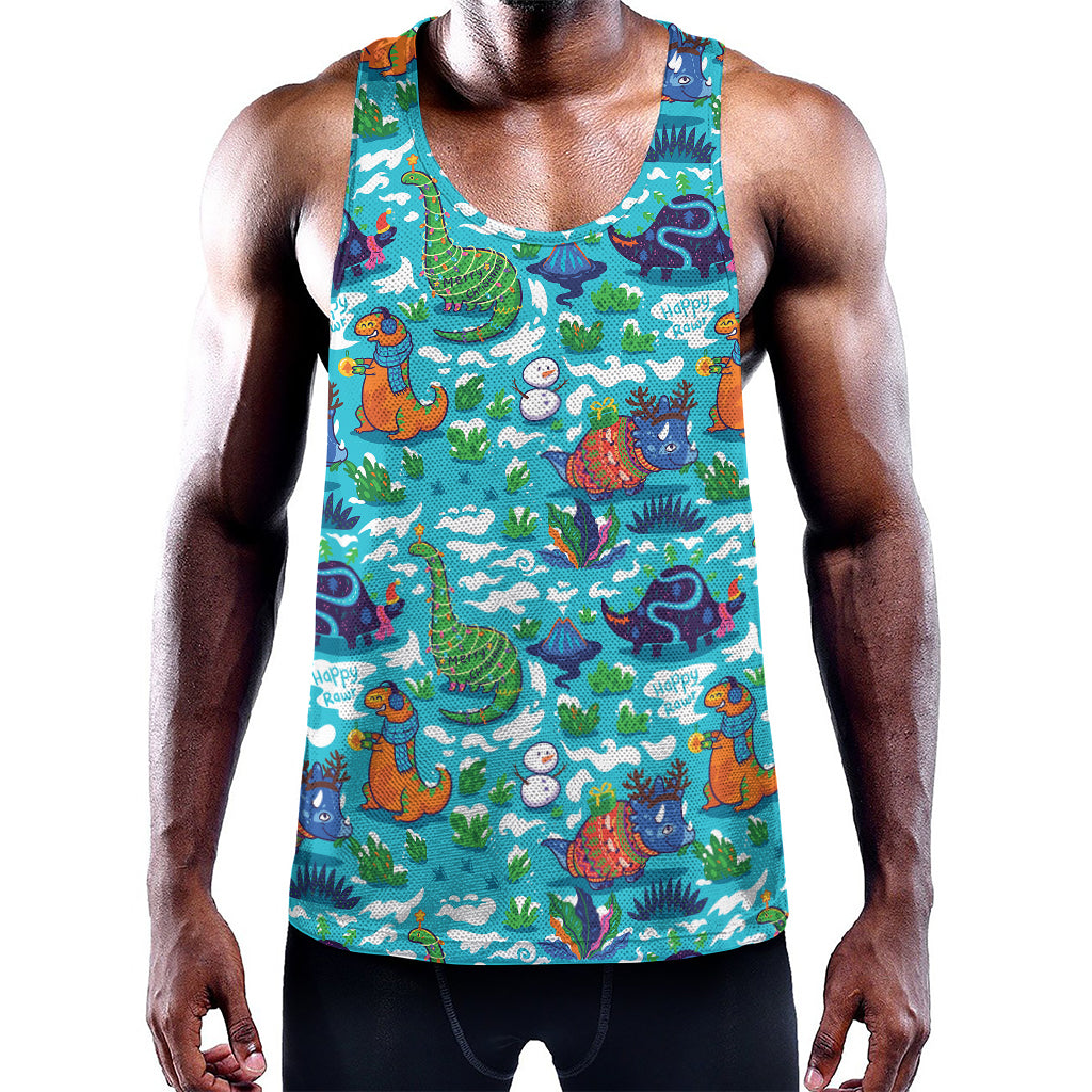 Xmas Dinosaur Pattern Print Training Tank Top