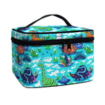 Xmas Dinosaur Pattern Print Travel Makeup Bag