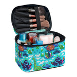 Xmas Dinosaur Pattern Print Travel Makeup Bag