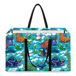 Xmas Dinosaur Pattern Print Utility Tote Bag