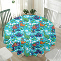 Xmas Dinosaur Pattern Print Waterproof Round Tablecloth