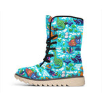 Xmas Dinosaur Pattern Print Winter Boots