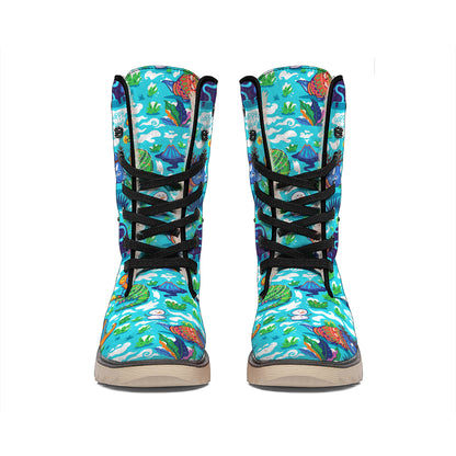 Xmas Dinosaur Pattern Print Winter Boots