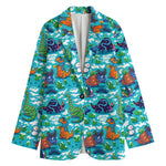 Xmas Dinosaur Pattern Print Women's Blazer