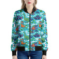 Xmas Dinosaur Pattern Print Women's Bomber Jacket