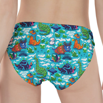 Xmas Dinosaur Pattern Print Women's Panties