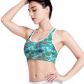 Xmas Dinosaur Pattern Print Women's Sports Bra
