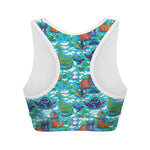 Xmas Dinosaur Pattern Print Women's Sports Bra