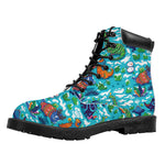 Xmas Dinosaur Pattern Print Work Boots