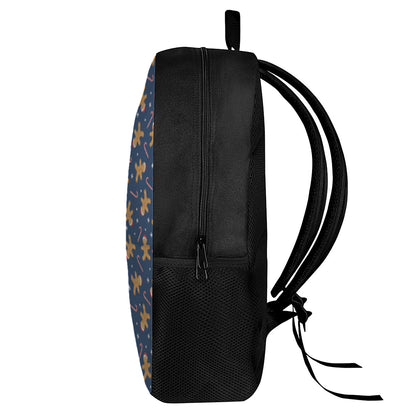 Xmas Gingerbread Man Pattern Print 17 Inch Backpack