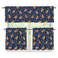 Xmas Gingerbread Man Pattern Print 3 Piece Kitchen Curtains