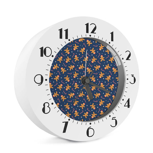 Xmas Gingerbread Man Pattern Print Alarm Clock