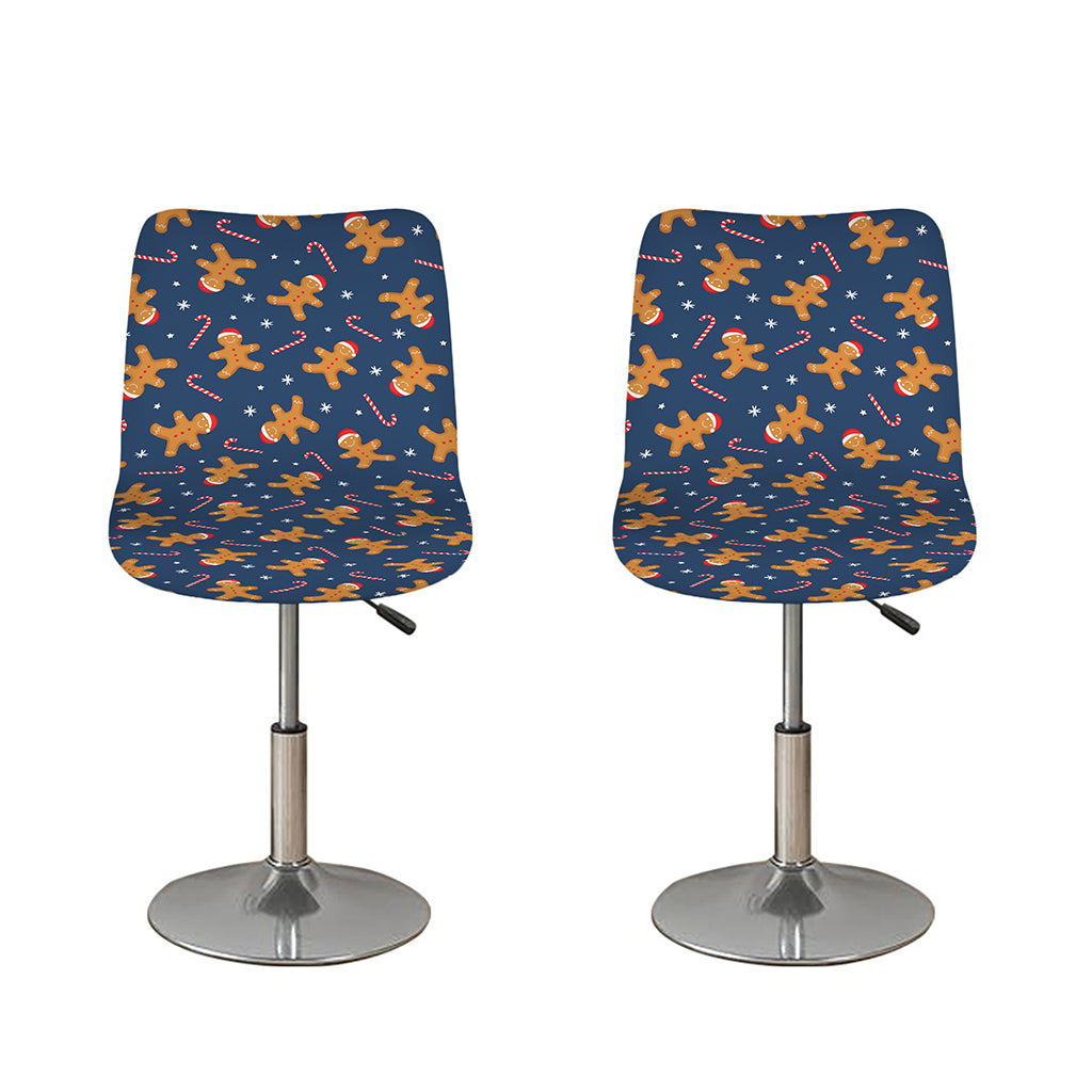 Xmas Gingerbread Man Pattern Print Bar Stool Covers