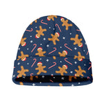 Xmas Gingerbread Man Pattern Print Beanie