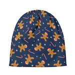 Xmas Gingerbread Man Pattern Print Beanie