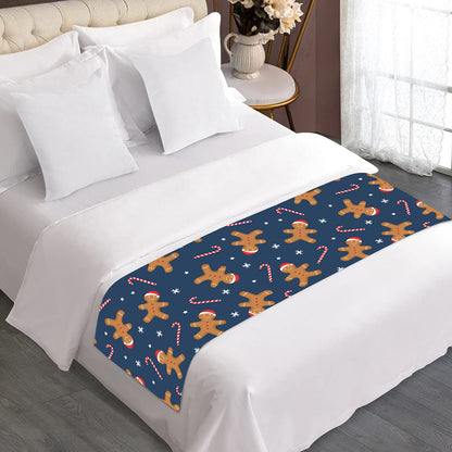 Xmas Gingerbread Man Pattern Print Bed Runner