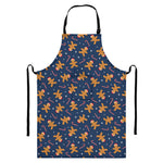 Xmas Gingerbread Man Pattern Print Bib Apron With Pocket