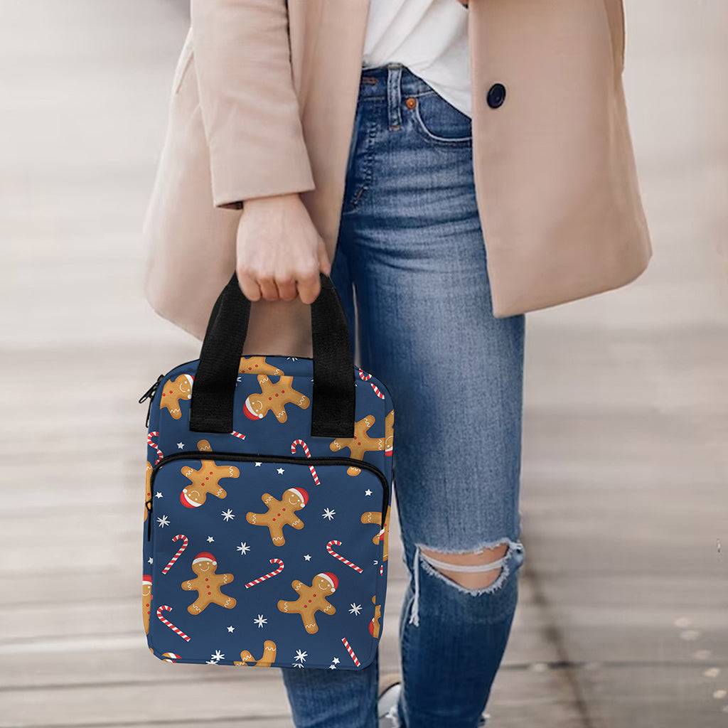 Xmas Gingerbread Man Pattern Print Bible Tote Bag