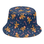 Xmas Gingerbread Man Pattern Print Bucket Hat