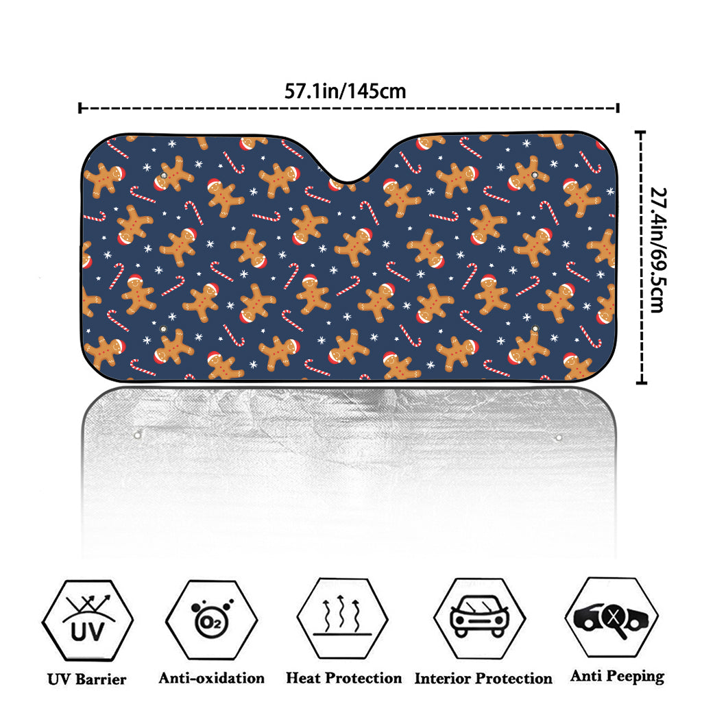 Xmas Gingerbread Man Pattern Print Car Windshield Sun Shade