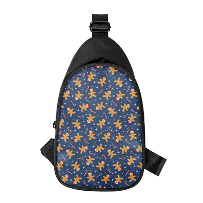 Xmas Gingerbread Man Pattern Print Chest Bag