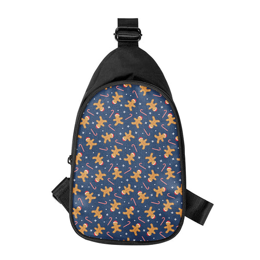 Xmas Gingerbread Man Pattern Print Chest Bag