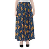 Xmas Gingerbread Man Pattern Print Chiffon Maxi Skirt