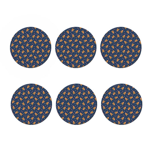 Xmas Gingerbread Man Pattern Print Coaster Set