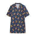 Xmas Gingerbread Man Pattern Print Cotton Hawaiian Shirt