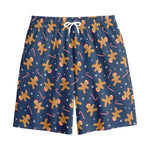 Xmas Gingerbread Man Pattern Print Cotton Shorts