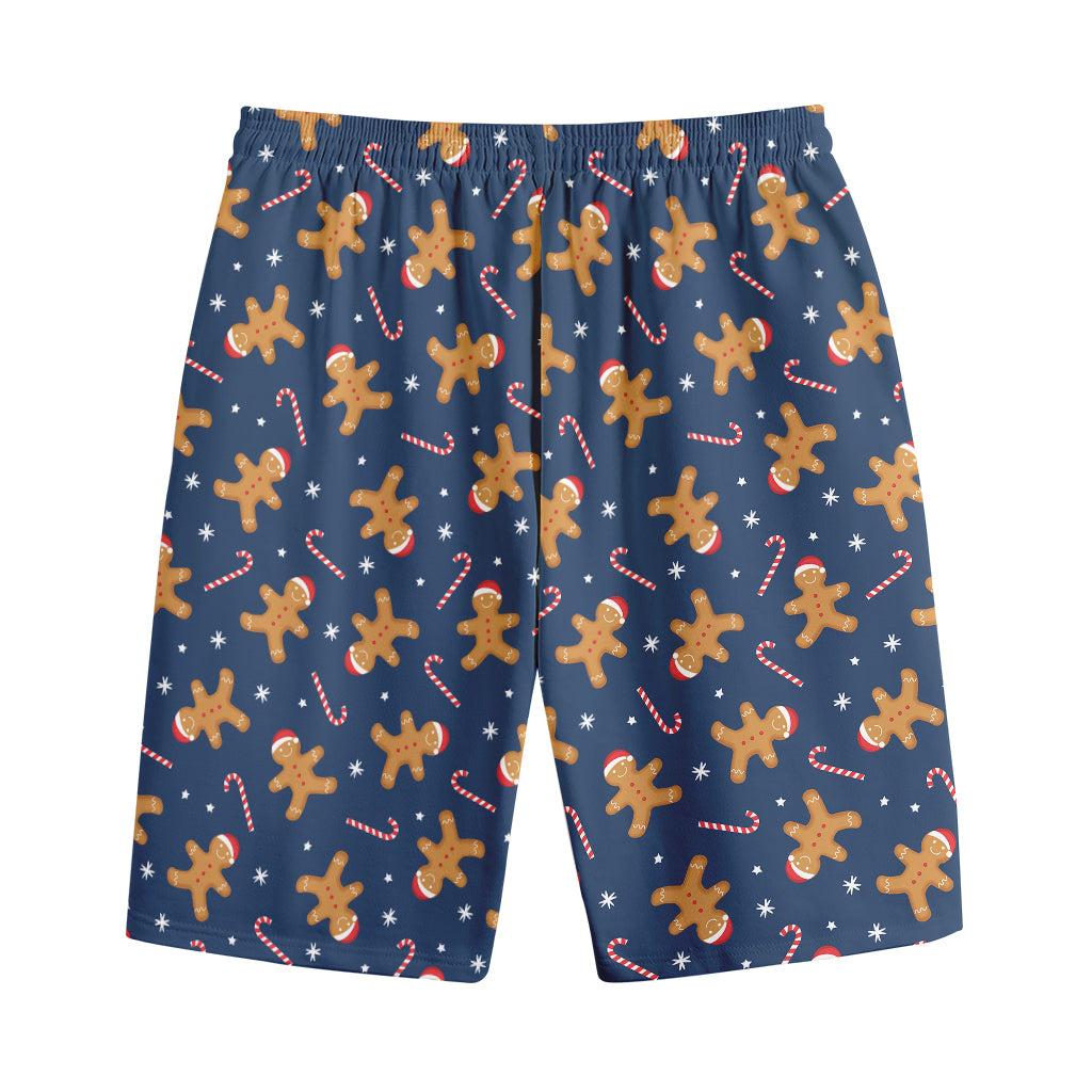 Xmas Gingerbread Man Pattern Print Cotton Shorts