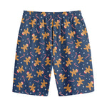 Xmas Gingerbread Man Pattern Print Cotton Shorts